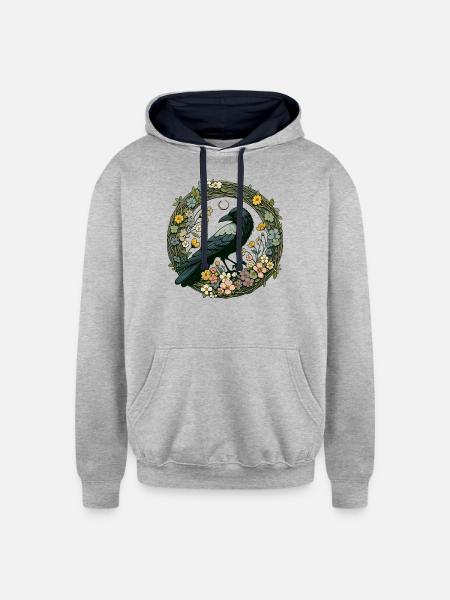 Raven - Unisex Contrast Hoodie - heather gray/navy