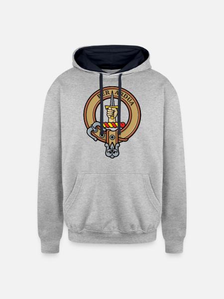 Clan MacIntyre Crest - Unisex Contrast Hoodie - heather gray/navy