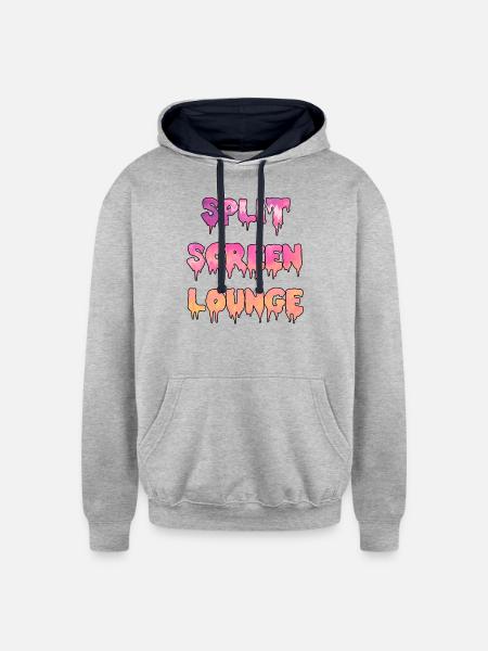Split Screen Drip - Unisex Contrast Hoodie - heather gray/navy