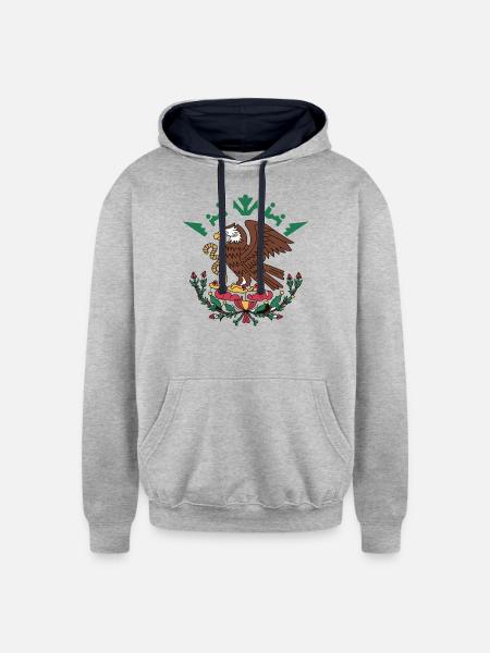 Mexican Eagle Aztec Style - Unisex Contrast Hoodie - heather gray/navy