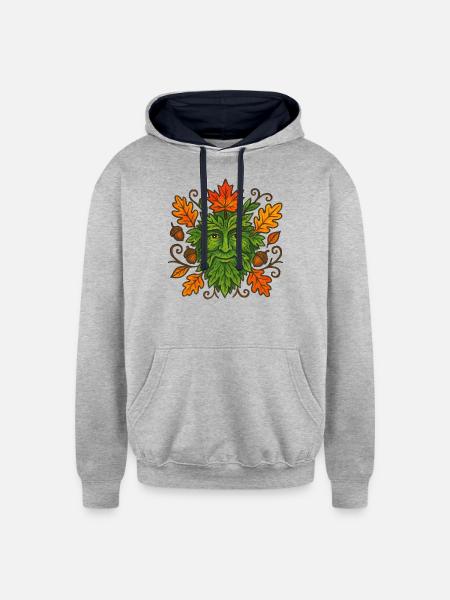 Autumn Greenman - Unisex Contrast Hoodie - heather gray/navy