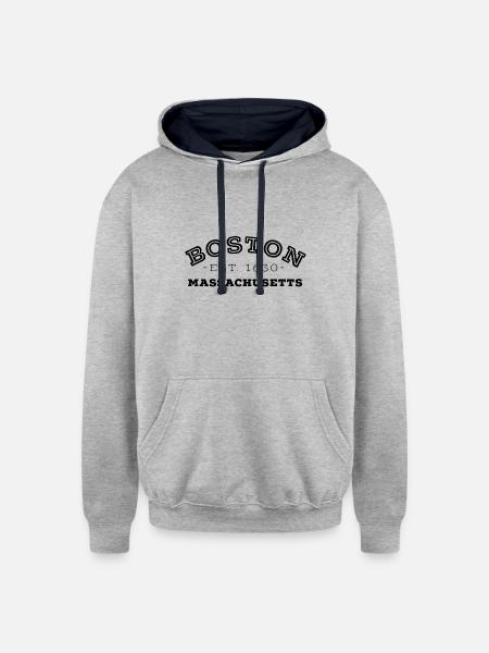 Boston Massachusetts - Unisex Contrast Hoodie - heather gray/navy