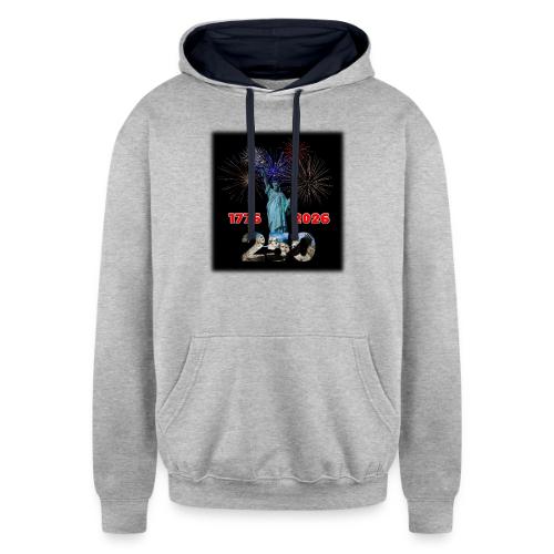1776 - 2026 - 250 Years USA | Fireworks - Unisex Contrast Hoodie