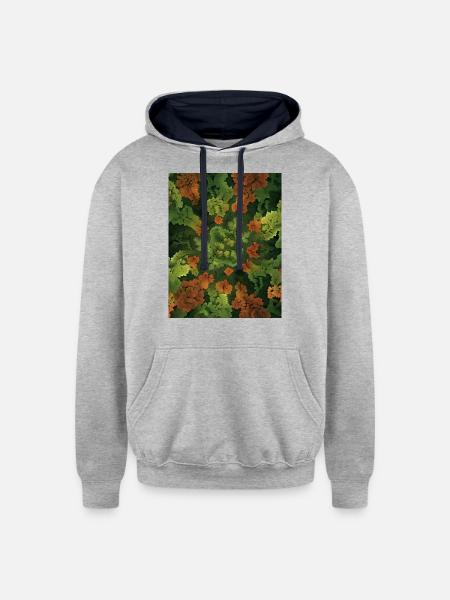 Fractal forest - Unisex Contrast Hoodie - heather gray/navy