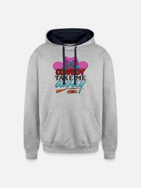 Cowboy Take Me Away - Unisex Contrast Hoodie - heather gray/navy