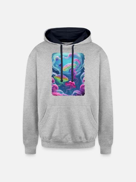 fantastical dream - Unisex Contrast Hoodie - heather gray/navy