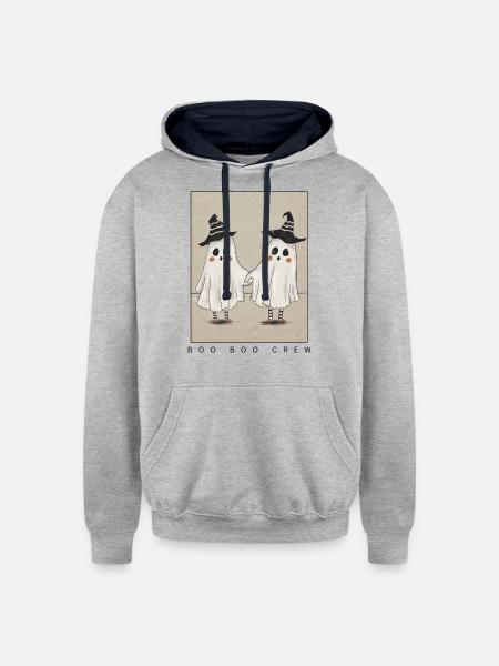 Boo Boo Crew - Unisex Contrast Hoodie - heather gray/navy