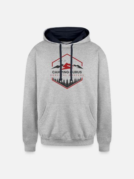 Camping Gurus Survival Masters - Unisex Contrast Hoodie - heather gray/navy