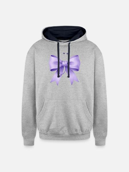 Purple Bow with Stethoscope - Unisex Contrast Hoodie - heather gray/navy