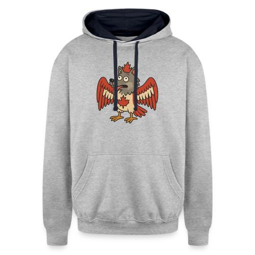 Maple-Mad Wolfbird – Quirky Canadian Creature - Unisex Contrast Hoodie