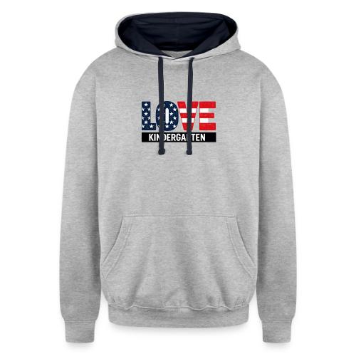 Love Kindergarten Patriotic Graduation - Unisex Contrast Hoodie