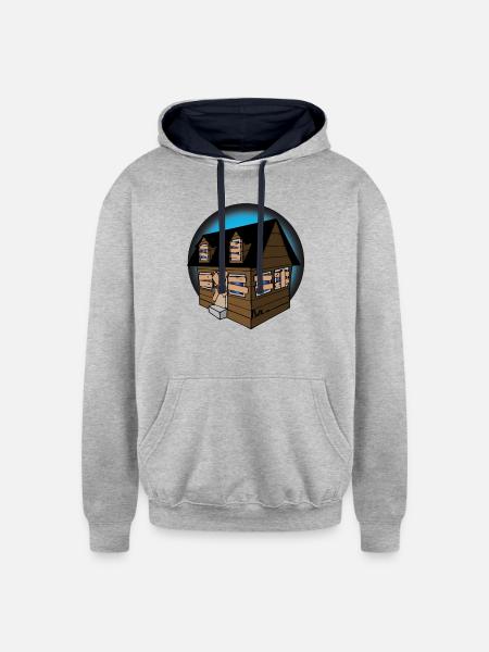 trap house - Unisex Contrast Hoodie - heather gray/navy