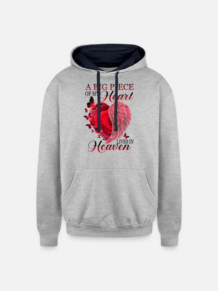 Heart Piece - Unisex Contrast Hoodie - heather gray/navy