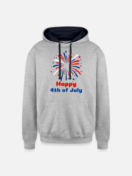 4th of July - Unisex Contrast Hoodie - heather gray/navy