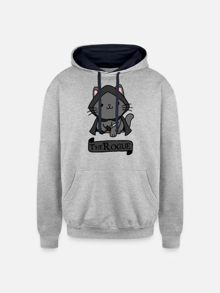 The Rogue Cat - Unisex Contrast Hoodie - heather gray/navy