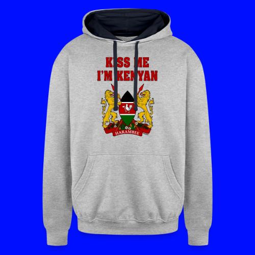 Kiss Me, I'm Kenyan - Unisex Contrast Hoodie
