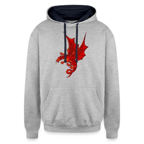 Cool red dragon - Unisex Contrast Hoodie