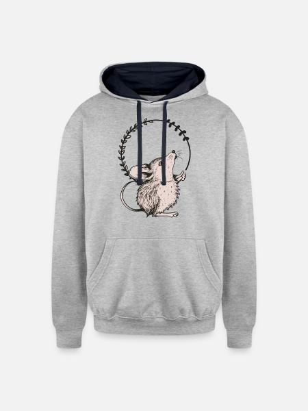 Mouse - Unisex Contrast Hoodie - heather gray/navy