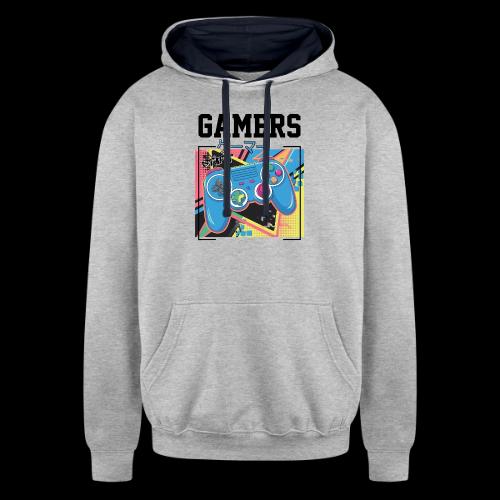 Gamers Start! Retro Japanese Vibe - Unisex Contrast Hoodie