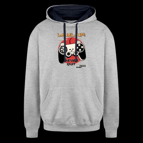Level Up! Never Quit Gaming - Unisex Contrast Hoodie