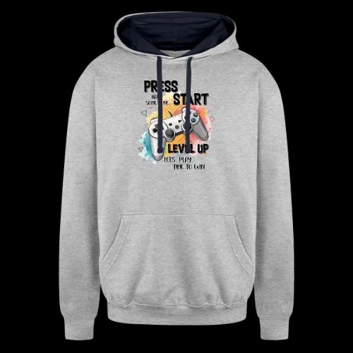 Press Start, Level Up - Unisex Contrast Hoodie