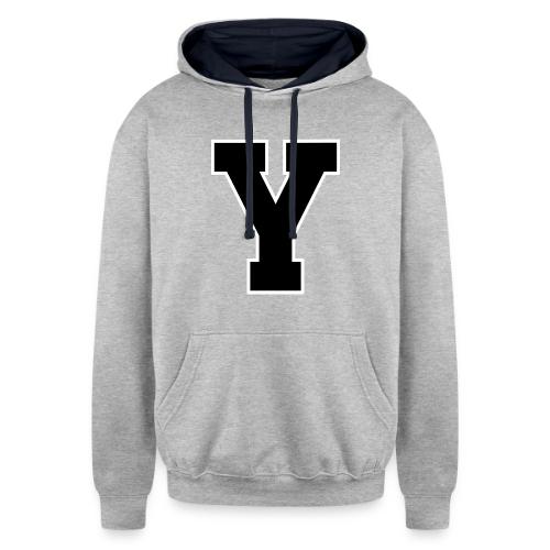 Varsity Letter Y Collegiate Alphabet Art - Unisex Contrast Hoodie