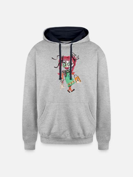rag doll - Unisex Contrast Hoodie - heather gray/navy