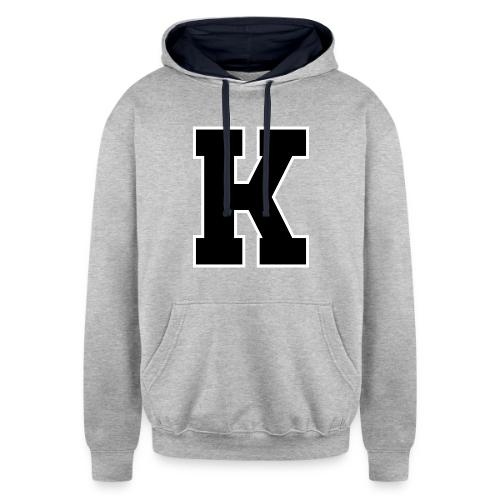 Varsity Letter K Collegiate Font Design - Unisex Contrast Hoodie