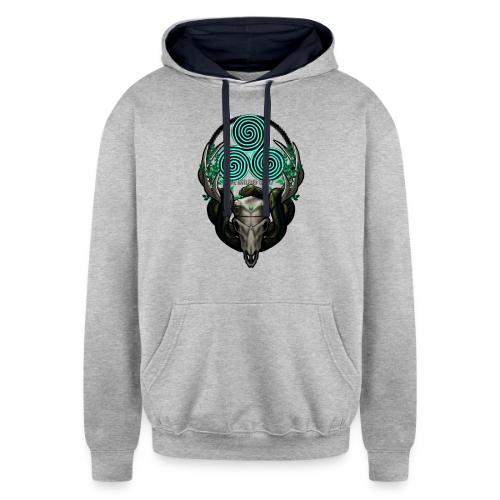 The Antlered Crown (White Text) - Unisex Contrast Hoodie