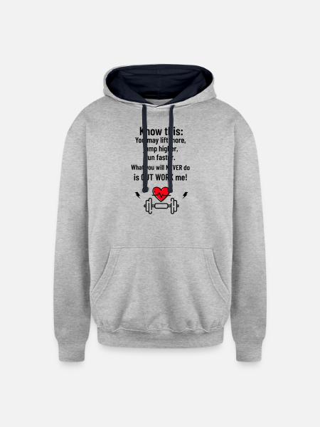 Pulse Heartbeat Emblem - Unisex Contrast Hoodie - heather gray/navy