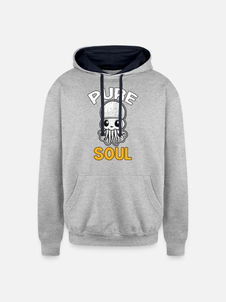 PURE SOUL TSHIRT SHIRT - Unisex Contrast Hoodie - heather gray/navy