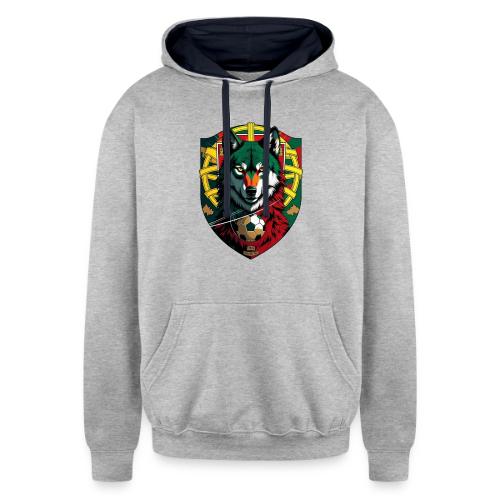 Portugal Iberian Wolf Soccer T Shirt,Football Gift - Unisex Contrast Hoodie