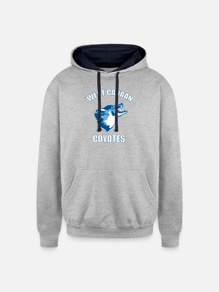 West Canaan Coyotes - Unisex Contrast Hoodie - heather gray/navy