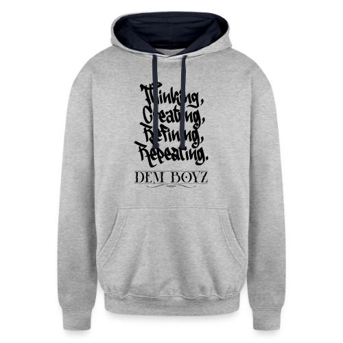 Thinking, Creating, Refining, Repeating - Unisex Contrast Hoodie