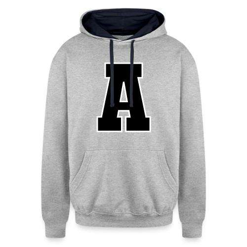 Varsity Letter A Athletic Monogram Design - Unisex Contrast Hoodie