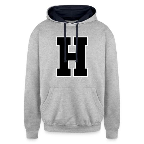 Varsity Letter H Athletic Font Design - Unisex Contrast Hoodie
