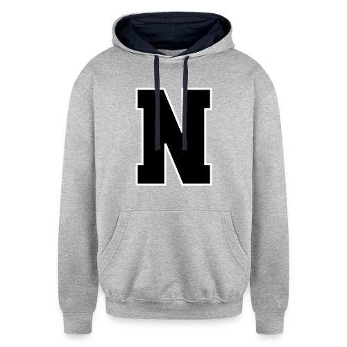 Varsity Letter N Athletic Font Graphic - Unisex Contrast Hoodie