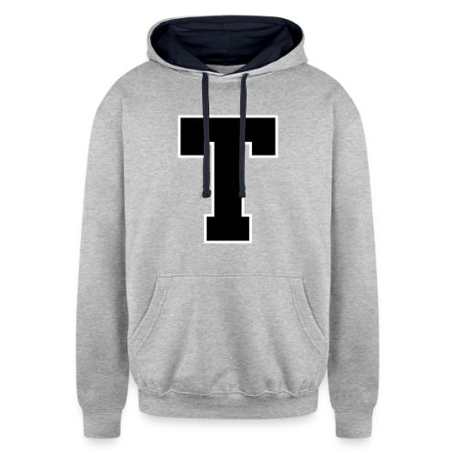Varsity Letter T Athletic Font Design - Unisex Contrast Hoodie