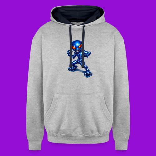 Angry Blue Alien - Unisex Contrast Hoodie