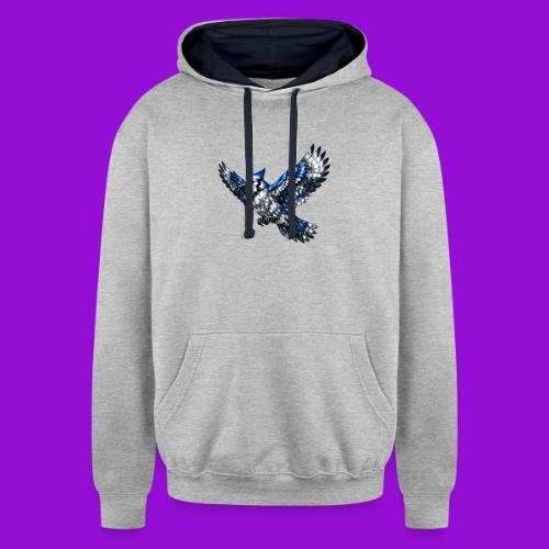 Silver Blue Jay in Flight - Unisex Contrast Hoodie