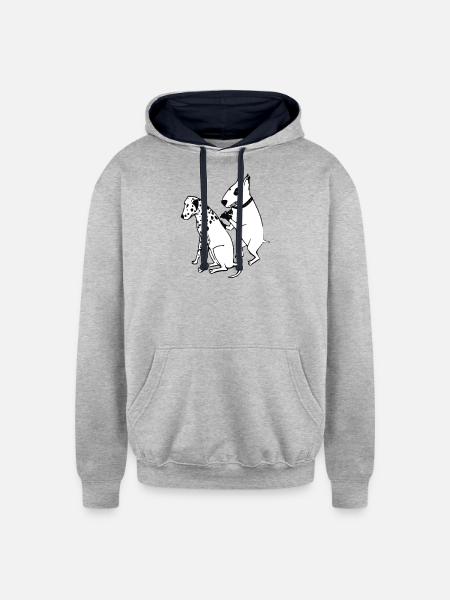 DALMATIAN DOG, TATTOO - Unisex Contrast Hoodie - heather gray/navy