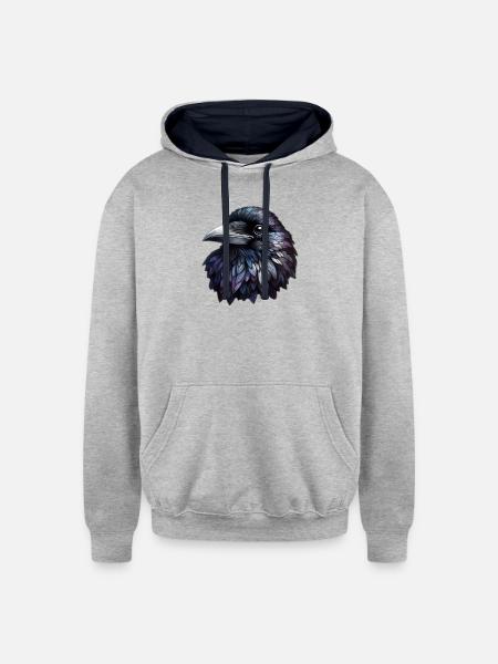 Raven - Unisex Contrast Hoodie - heather gray/navy