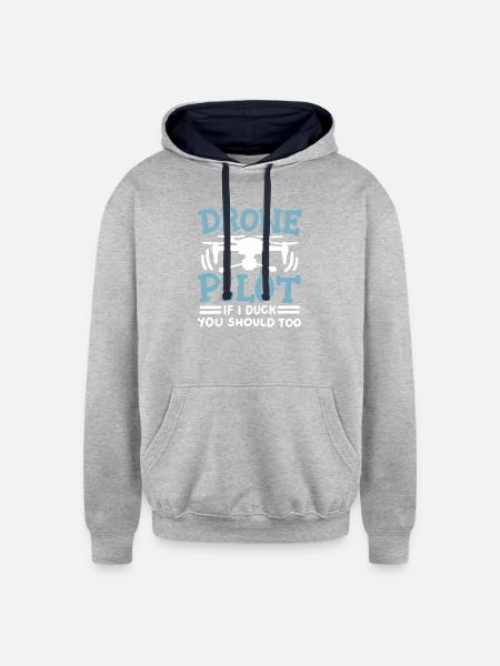 Drone Pilot - Unisex Contrast Hoodie - heather gray/navy