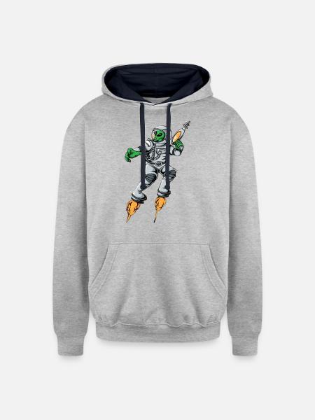 unearthly guardian - Unisex Contrast Hoodie - heather gray/navy