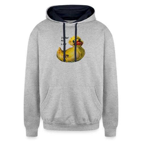 I’m bad at love duck teardrop - Unisex Contrast Hoodie