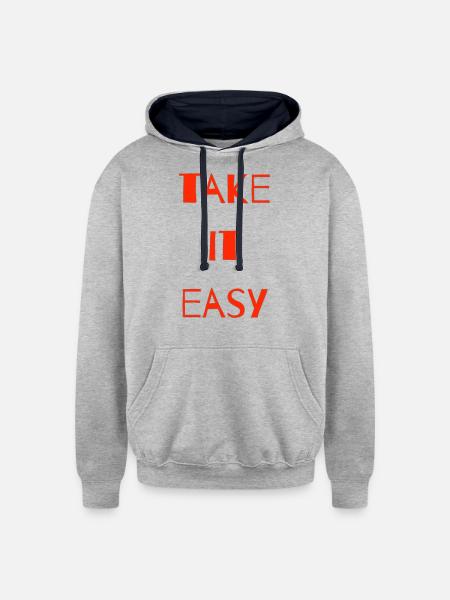 take it easy - Unisex Contrast Hoodie - heather gray/navy