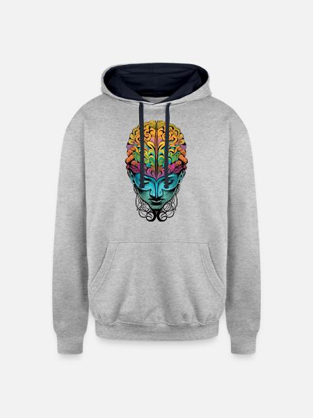 Abstract Mind - Unisex Contrast Hoodie - heather gray/navy