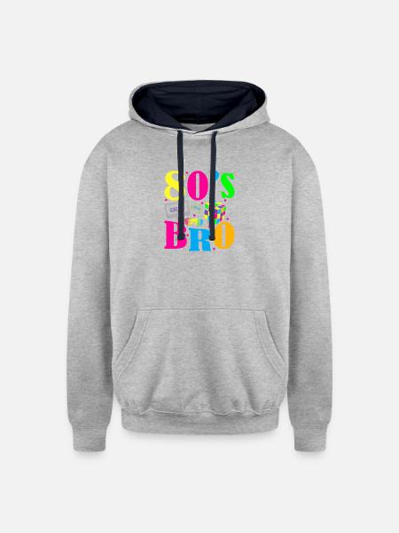 80s bro - Unisex Contrast Hoodie - heather gray/navy