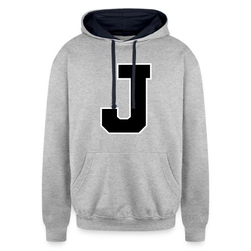 Varsity Letter J Athletic Alphabet Graphic - Unisex Contrast Hoodie