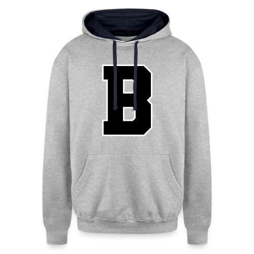Varsity Letter B Athletic Alphabet Graphic - Unisex Contrast Hoodie